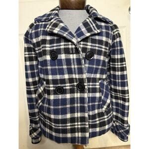 Aeropostale blue plaid peacoat jacket size M $89.50 EUC